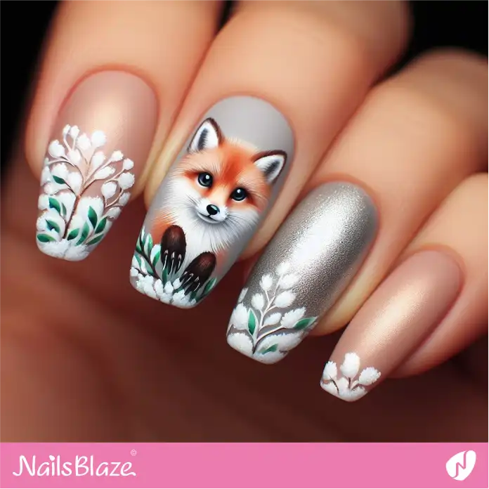 Fox Among Foliage Nail Design | Polar Wonders Nails - NB3153